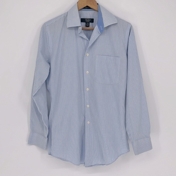 Pronto Uomo Slim Fit Long Sleeve Dress Shirt Blue White Mens Size 32/33 14-1/2 - Picture 1 of 8